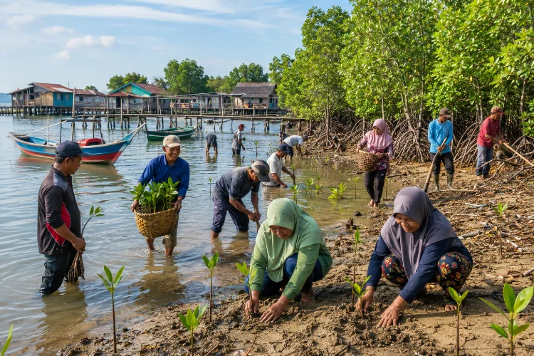Gotong Royong Warga Menjaga Mangrove Pengudang Bintan